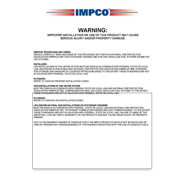 Air Valve RKCA55 Standard Carburetor IMPCO Repair Kits