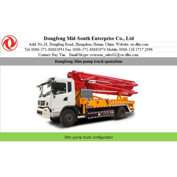 30m Dongfeng Heavy Duty Concrete Pump Truck for Aerial Transport Concrete for Sale Chinese Cheap Concrete Pumper Truck
