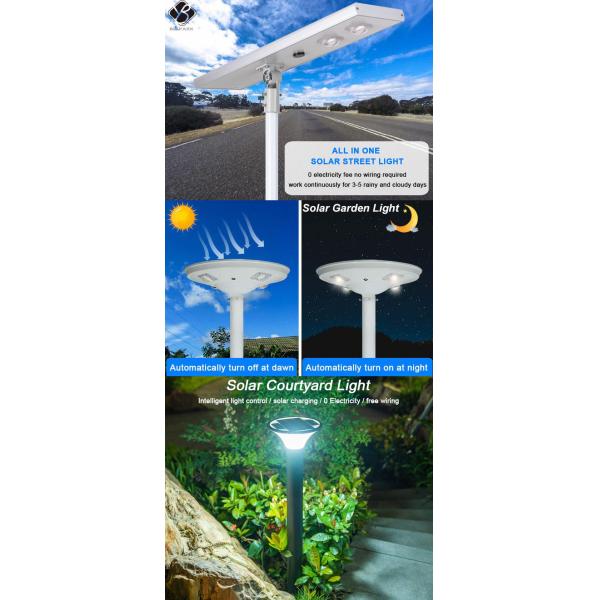 100W Motion Sensor Solar Panel Street Light , All In One Solar Street Light 2700 - 6500K