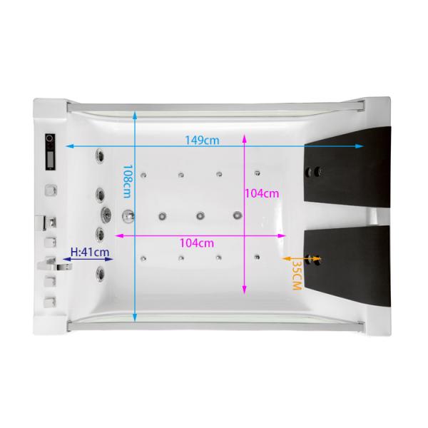 1800 X 1200 Hydro SPA Massage Bathtub Hydromassage Jacuzzi Tub Double Glass