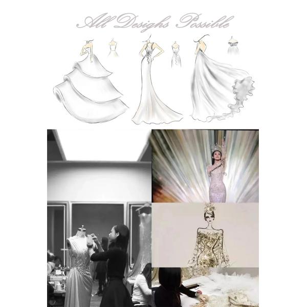 V Neck Long Wedding Dresses , Elegant Tulle Fabric Wedding Bridesmaid Dress