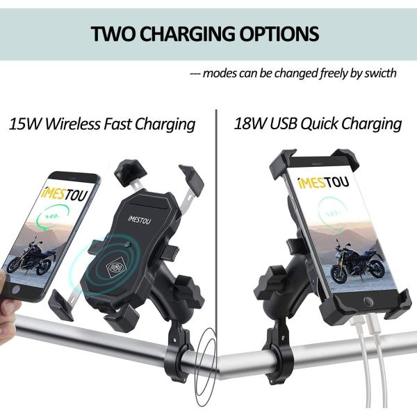 Motorcycle 360 rotation Qi 1.5A 15W Wireless Phone Charger
