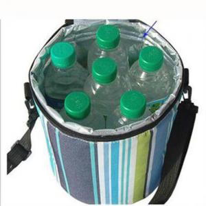Cheap Cylindric Insulated Cooler Bags , Portable Wine Cooler Bag Top Round Zipper wholesale