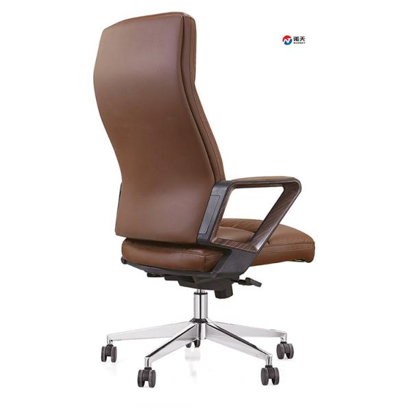 Classic Executive Office Xecutive Chair Brown Leather 3d Shift 350mm Aluminum With Nylon Base OEM