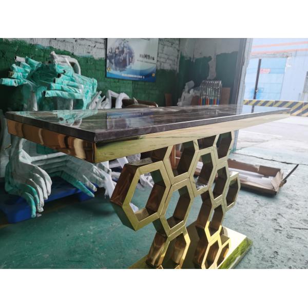 Marble Rectangular Console Table Stylish Tea Table With Faux Marble Top