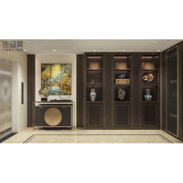 High Grade Stainless Steel Tall Wine Storage Cabinet With Dark Wood Grain