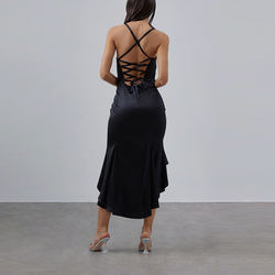 Women Silk Slip Dress Elegant Customized Asymmetric Backless Dresses