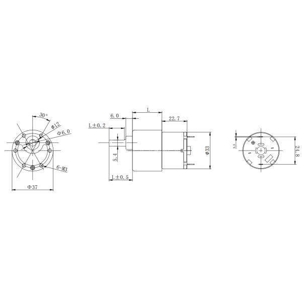 37mm 520 Brushed 12V DC Gear Motor High Torque Gear Reduction Electric Motor