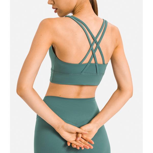 OEM Naked Feeling Medium Support Cross Back Womens Sports Bra Logo Printing