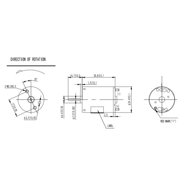 RF-370CB-11670 12V DC Motor Dimension Size