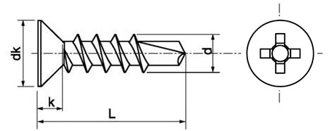 SUS 410 DIN7504P Phillips Drive Flat Head Self Drilling Screw Dacromet Inorganic Coating