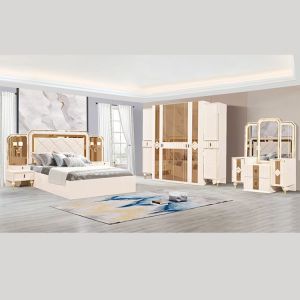 MDF Board Glass Villa Bedroom Sets Furniture With Large Backrest