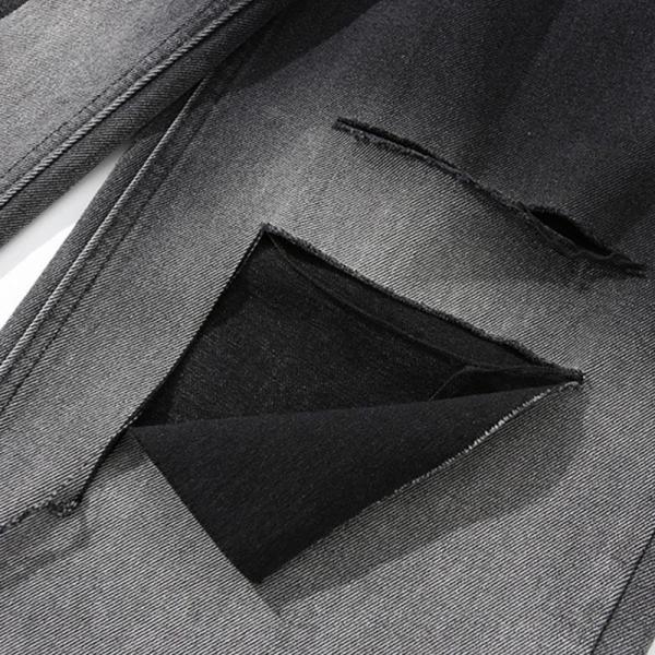 OEM MOQ 100pcs Black Ripped Jeans Fashion Men's Loose Pants Denim Manufacturer