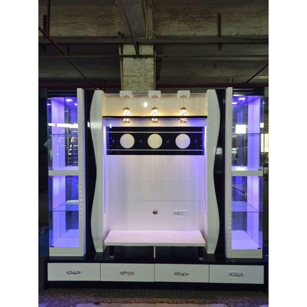 Wall Mounted Automatic TV Lift Cabinet White Hidden Pop Up Fireplace