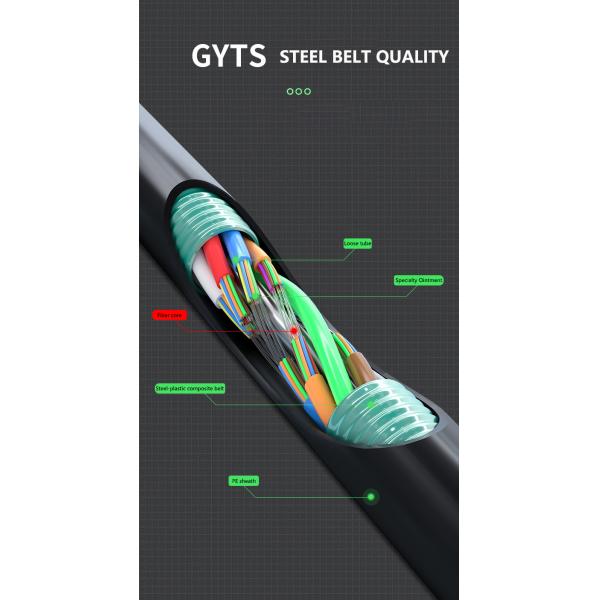 Outdoor Duct and Conduit Customized 2-288 Cores SM MM Armoured GYTS Fiber Optic Cable