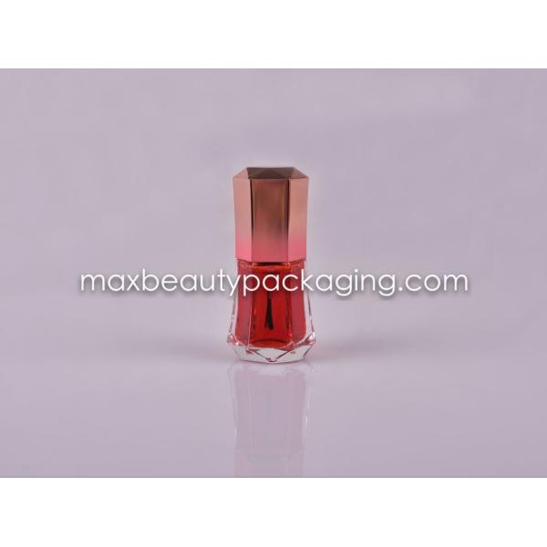 uv coating metallic gold nail polish cap 14ml nail polish bottle nail polish plastic cosmetic packaging flat brush