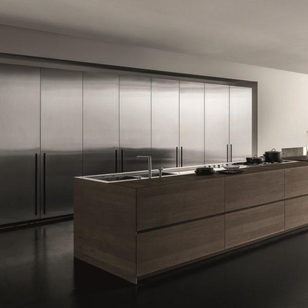 Kitchen Design Custom Smart Complete Sets Stainless Steel Kitchen Cabinets With Wood Grain Island