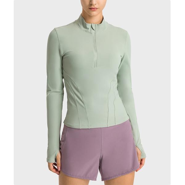 Stand Collar Hidden Zip Horse Riding Tops Stretch Equestrian Base Layer Active Stretch