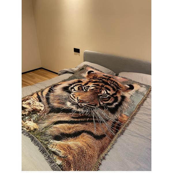 Y-Z Tiger Tapestry Cozy Sofa Cover Afghan Blankets Bohemian Cotton Picnic Rug Blanket