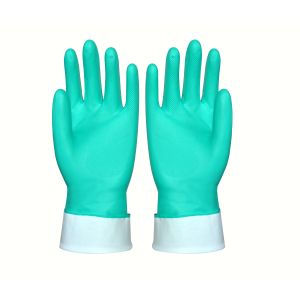 China Flocklined Nitrile Rubber Gloves Chemical Resistant Waterproof  For Cleaning on sale