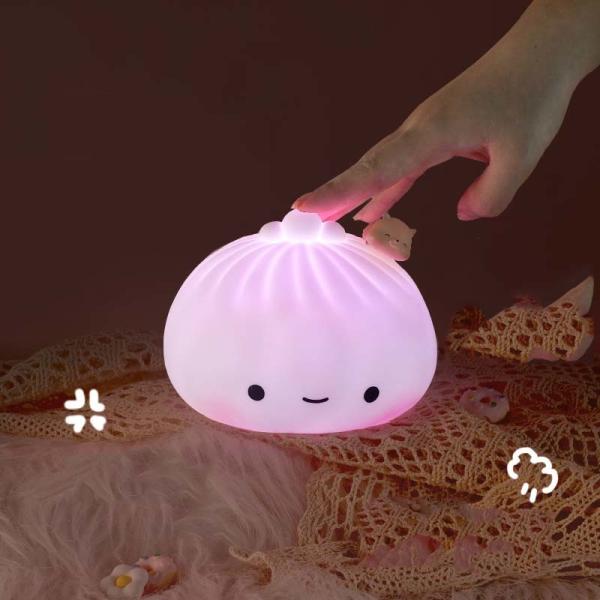 Cute Baby Night Light 7-Color Soft Silicone Nursery Light For Kids Room Decor With Portable Rechargeable Cute Night Lamp