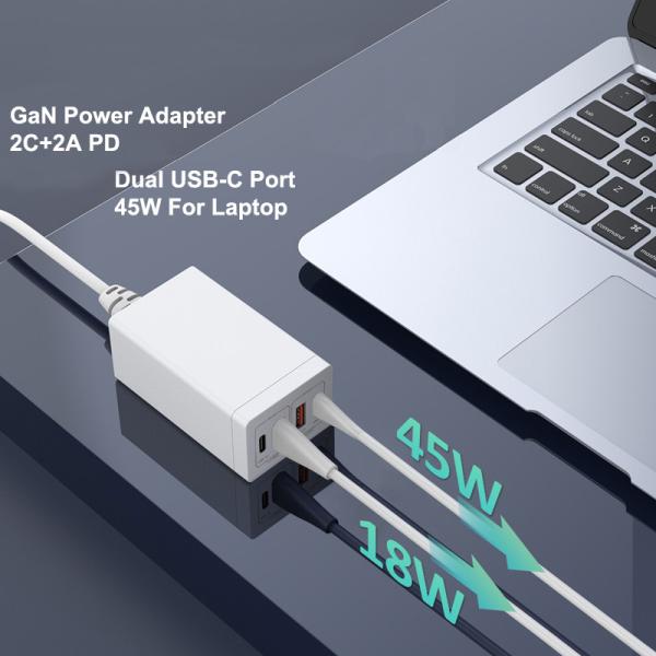 White 65W GaN USB Charger 4 Port Type C Hub Charging Station