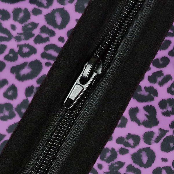 Purple Leopard Latex Zipper Waist Trainer Double Strap Plus Size Underbust Corset