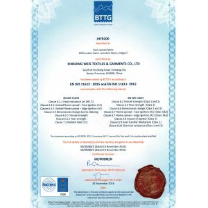 Xinxiang Weis Textiles&Garments Co.Ltd Certifications