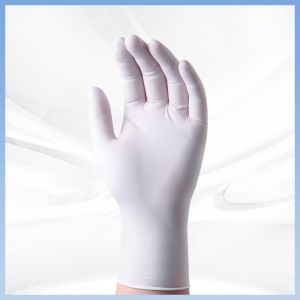 China Textured Disposable White Powder Free Nitrile Gloves Skin Friendly on sale