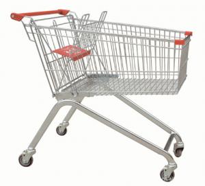 Cheap Powder Coating Supermarket Shopping Trolley Cart , 4 Wheel Metal Shopping Carts wholesale