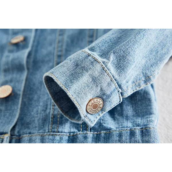 Polyester 43in Children'S Play Clothing Button Up Top Long Sleeve Embroidered Denim Jacket