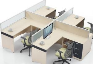Cheap Commercial Office Furniture Partitions For Four People / Wood Computer Desks Office Cabin Partition wholesale