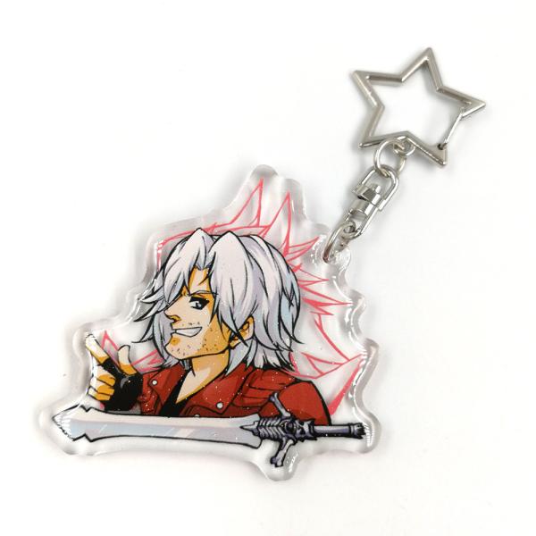 Custom Clear Double Printing Epoxy Acrylic Charms Keychains with Glitter