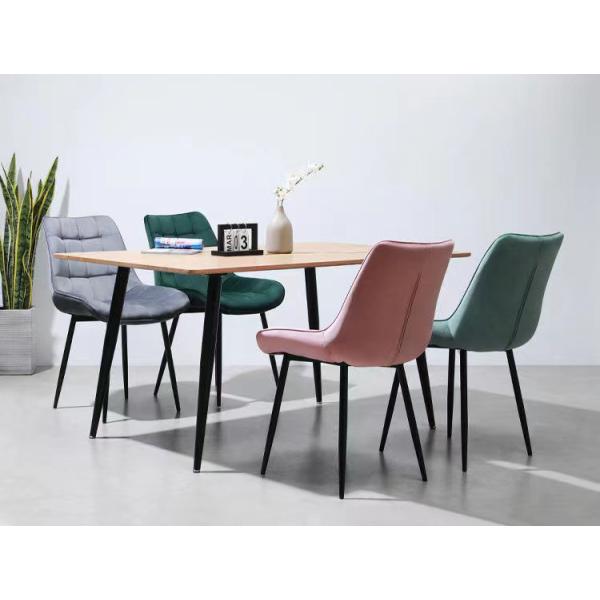 Close-up of velvet dining chair details