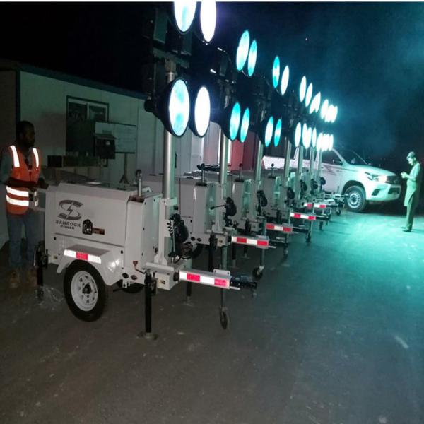 Outdoor Diesel Mobile Lighting Tower Height 9m 6kw 9kw LED Light Tower Generator