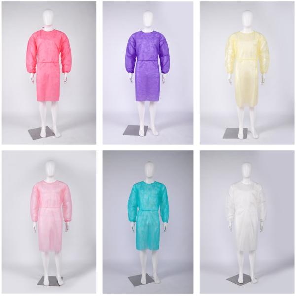PPE Disposable Waterproof Protective Isolation Gown 25gsm PP Non Woven aami Level 1/2/3/4 Isolation Gowns with elastic cuffs