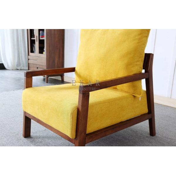 Solid Wood Frame Wooden Fabric Leisure Chair