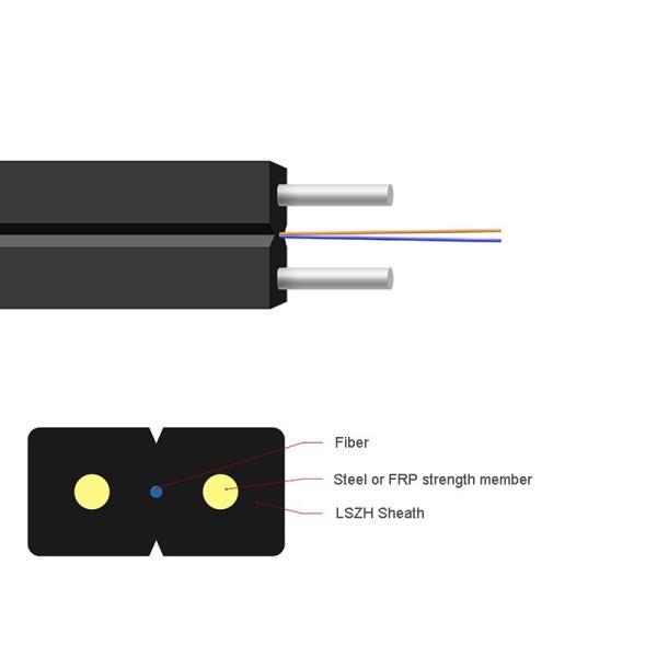 FTTH Fiber Optic Patch Cord 1 2 4 6 8 Core Self Supporting Indoor With Messenger Wire