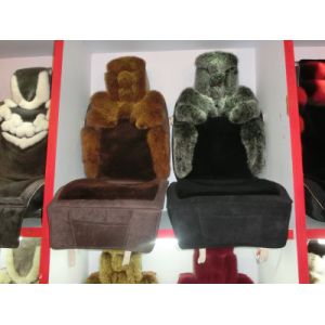 China Nonslip Sheepskin Car Seat Cushion Covers Brown Green Custom on sale