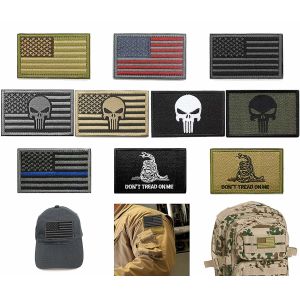 Custom Military Embroidered Badges / Twill Fabric Velcro Hat Patches