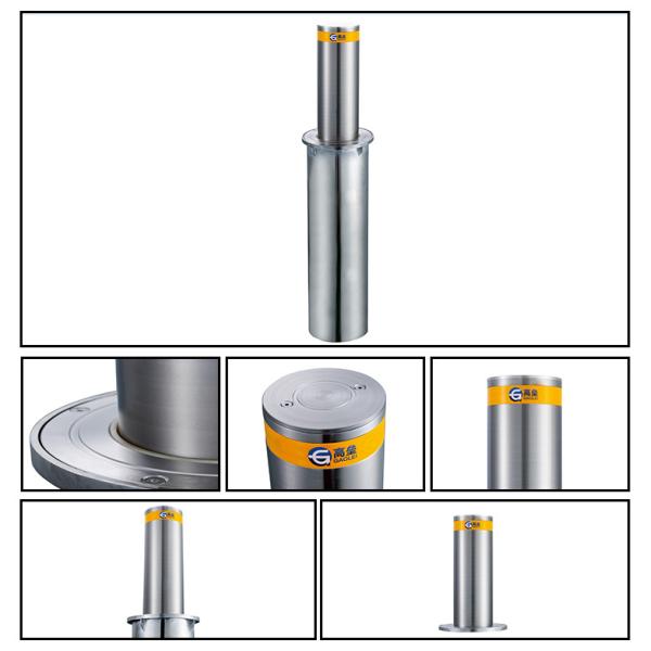 SS304 Semi Automatic Bollards 220V With Reflective Warning Tape