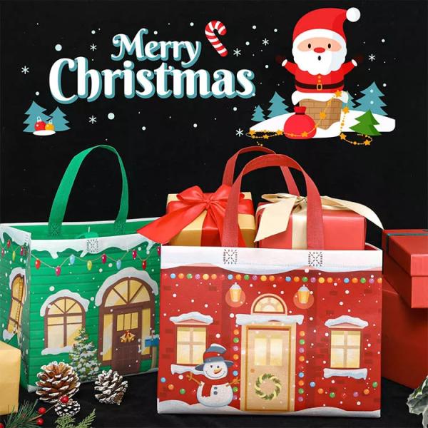 Non Woven Shopping Reusable Gift Bags Christmas Non Toxic With Handles