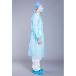 Cheap 18g PP Blue Lightweight Disposable Isolation Gown wholesale