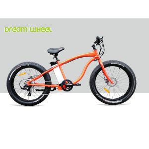 China 750W Electric Beach Cruiser Bikes Orange Aluminum Alloy 6061 on sale