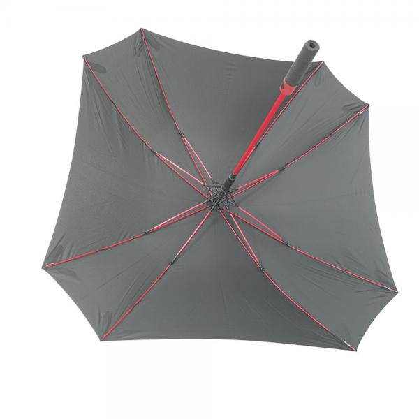 Quality Durable Square Red Color Frame Windproof Golf Umbrellas With Reflective Logo Print for sale