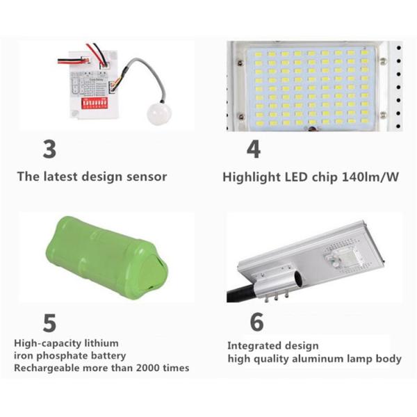 Motion Sensor Solar Parking Lot Lights With Pole 100w 2700k-6500k Color Temperature