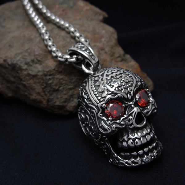 Men's Necklace Vintage Old Stainless Steel Skull Pendant Necklace(SP407)