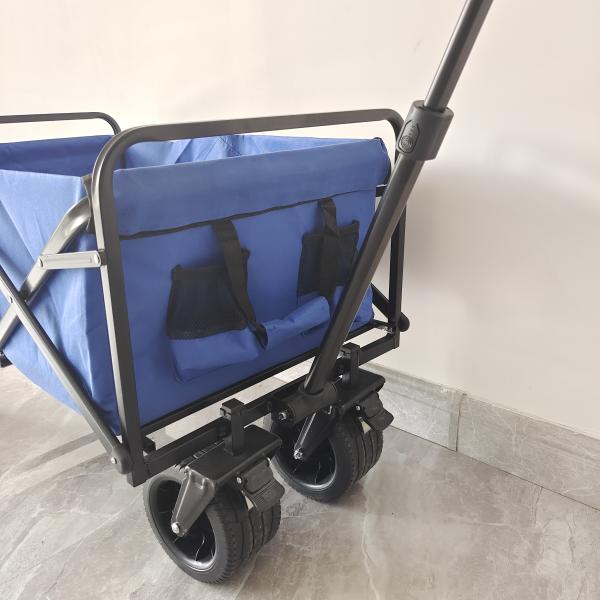 Outdoor Camping Folding Beach Wagon With Band Brake PU Wide Wheels