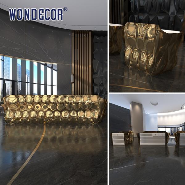 Indoor metal art petal shaped stainless steel reception desk