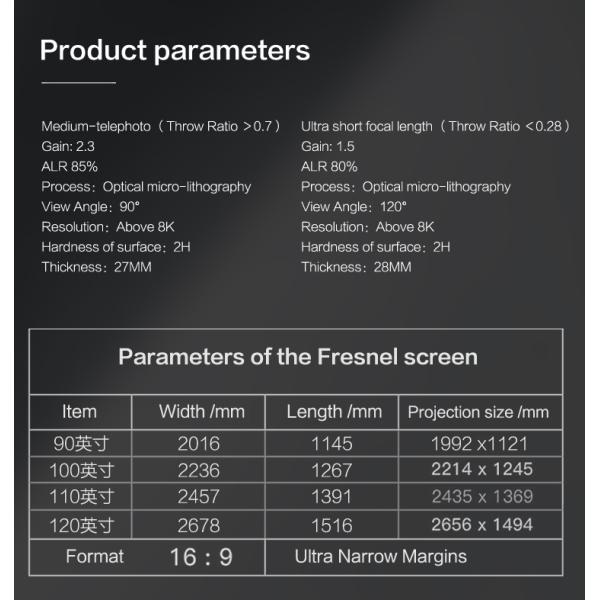 Soft Fresnel Projector Screen ALR Fixed Frame Projection Screens Customized